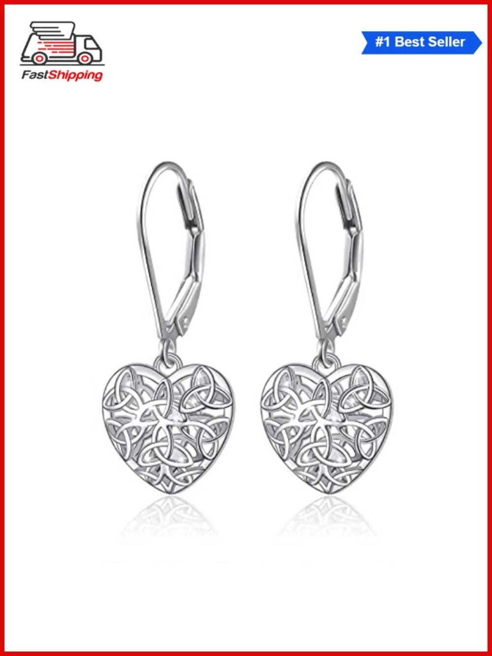 ✨ S925 Sterling Silver Heart Dangle Drop Earrings for Women
